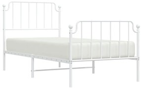 Estrutura de cama com cabeceira e pés 90x200 cm metal branco