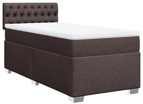 Cama com molas/colchão 90x190 cm tecido castanho-escuro