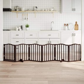 vidaXL Portão p/ cães c/ porta dobrável 6 painéis 300cm álamo castanho