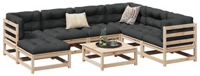 8 pcs conjunto sofás de jardim com almofadões pinho maciço