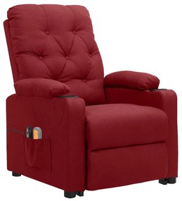 Poltrona elevatória de massagens tecido vermelho tinto