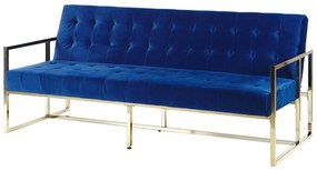 Sofá-cama de 3 lugares em veludo azul MARSTAL Beliani