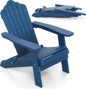 Cadeira Adirondack Jardim HIPS com braços largos e encosto inclinado para relvados exteriores jardim Azul
