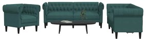vidaXL 3 pcs conjunto de sofás tecido verde-escuro