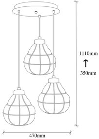 Candeeiro Suspenso Safderun – Cobre – Diâmetro 44 cm, Altura 112 cm