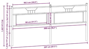 Cabeceira de cama 200 cm derivados madeira/aço carvalho fumado