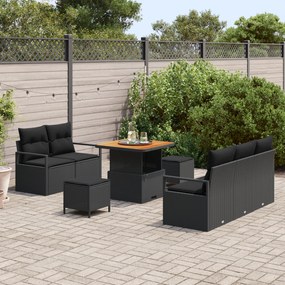 Conjunto de Sofás de Jardim de 8 Peças com Almofadas Rattan Sintético