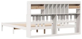 Cama com estante sem colchão 200x200 cm pinho maciço branco