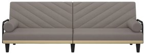 Sofá-cama com apoio de braços tecido cinzento-acastanhado
