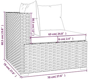 5 pcs conjunto lounge de jardim c/ almofadões vime PE preto