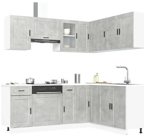 11 peças armário de cozinha conjunto Porto cinzento cimento