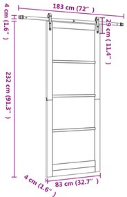 Porta Deslizante vidaXL com Conjunto de Hardware Branco 83x232 cm Made