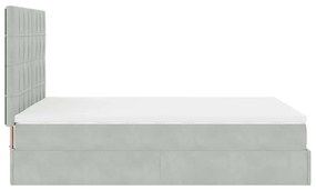 Estrutura cama otomana colchões 140x200cm veludo cinzento claro