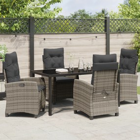 Conjunto de Jantar de Jardim com 5 Peças e Almofadas - Rattan Poliéste