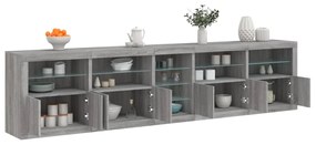 Aparador com luzes LED 283x37x67 cm cinzento sonoma