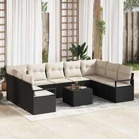 Conjunto de Sofá de Jardim vidaXL de 9 peças com Almofadas de Rattan Poly Marrom
