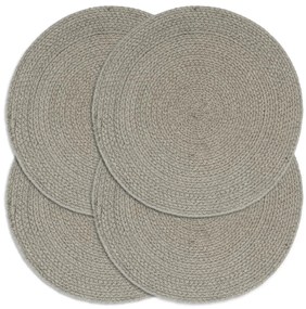 vidaXL Individuais de mesa 4 pcs algodão liso 38 cm redondo cinzento