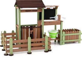 Quinta Infantil de Madeira 2 em 1, 165 x 69 x 89 cm, com Floreira Elevada, Multicolor