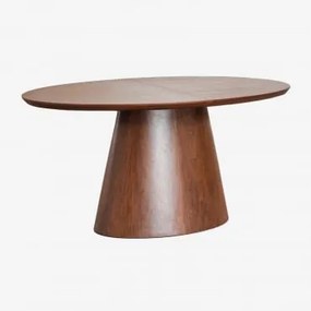 Mesa De Jantar Oval 160-200x100 Cm Extensível Em Mdf E Chapa Gala Madeira Escura - Sklum