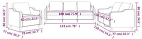 3 pcs conjunto de sofás com almofadões tecido cinzento-claro