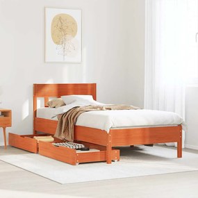 vidaXL Cama sem colchão 90x200 cm pinho maciço castanho-mel