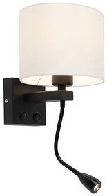 LED Candeeiro de parede moderno preto com sombra branca - Brescia Moderno