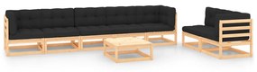 vidaXL 8 pcs conjunto lounge de jardim c/ almofadões pinho maciço