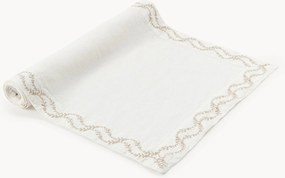 Corredor de mesa em linho lavado com bordado artesanal Ivy