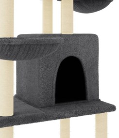 Árvore p/ gatos c/ postes arranhadores sisal 180cm cinza-escuro