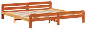 Cama sem colchão 200x200 cm pinho maciço castanho-mel