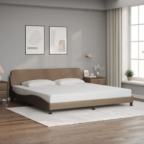 Estrutura cama cabeceira 200x200 cm couro artificial cappuccino