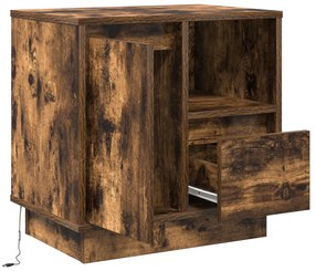 Cômodas de Canto com Luzes LED 2 pcs Carvalho Fumado 50x34,5x50 cm