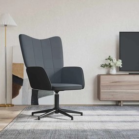 vidaXL Cadeira de descanso PVC e veludo cinzento-escuro