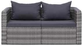 Sofás de canto para jardim 2 pcs vime PE cinzento
