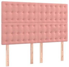 Cama com molas/colchão 140x200 cm veludo rosa