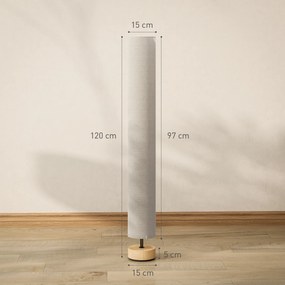 Candeeiro de pé para sala de estar com abajur em linho 15 x 15x 120 cm, interruptor de pé, 2 tomadas E27 bege