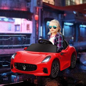 Carro Elétrico para Crianças Maserati Gran Turismo Folgore 12V Controlo Remoto Faróis Buzina e Música MP3 98x59x43 cm Vermelho