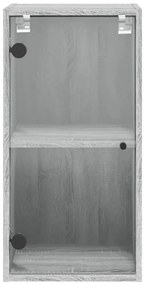 Armário de parede c/ portas de vidro 35x37x68,5 cm cinza sonoma