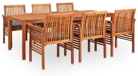 278905 vidaXL 7 pcs conjunto de jantar exterior c/ almofadões acácia maciça