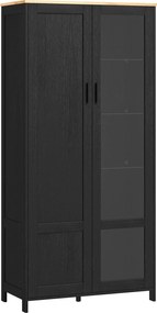 HOMCOM Armário Vitrine de Cozinha 2 Portas com 9 Compartimentos e Prateleiras Reguláveis 76x36x160 cm Preto | Aosom Portugal