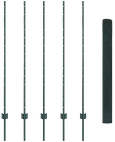 Cerca de Arame Soldado com 5 Estacas U Verde 1,4x10 m Aço