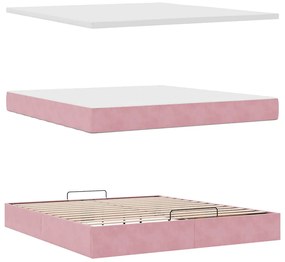 Estrutura de cama otomana com colchão 160x200 cm veludo rosa