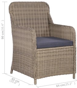 5 pcs conjunto de jantar para jardim castanho