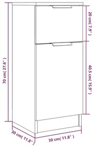 Aparadores 2 pcs 30x30x70 cm madeira processada branco