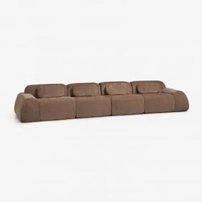 Sofá Modular De 4 Peças Em Chenille Embalado A Vácuo Merida Chenille Castanho Caramelo - Sklum