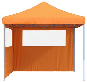 Tenda para festas pop-up dobrável c/ 2 paredes laterais laranja