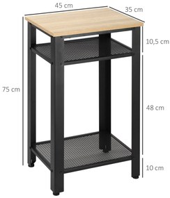 HOMCOM Mesa Auxiliar Mesa de Cabeceira Estilo Industrial com 2 Pratele