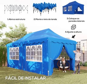 Tenda Dobrável Pop Up Tenda 596x300x315 cm Tenda Dobrável com 6 Parede