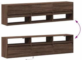 Móvel parede p/ TV c/ luzes LED 180x31x45 cm carvalho castanho