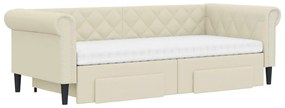 Sofá-cama c/ gavetão e gavetas 90x200 cm couro artif. cor creme